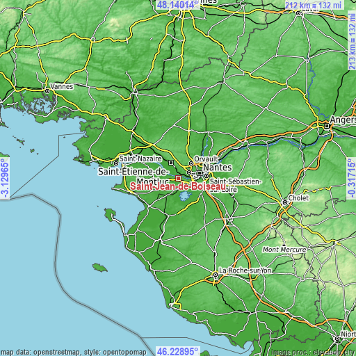 Topographic map of Saint-Jean-de-Boiseau