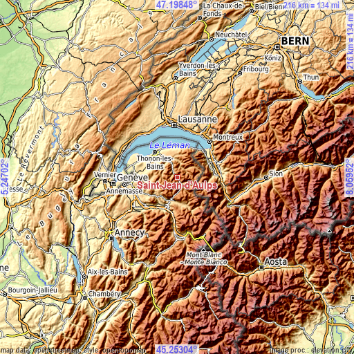 Topographic map of Saint-Jean-d’Aulps