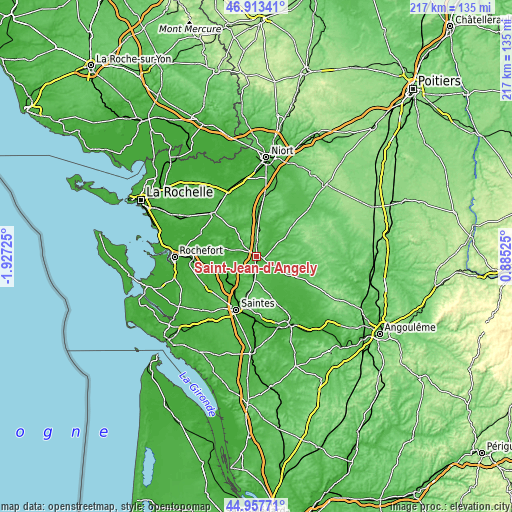 Topographic map of Saint-Jean-d’Angély