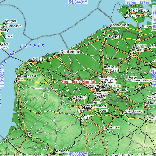 Topographic map of Saint-Jans-Cappel