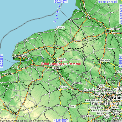 Topographic map of Saint-Jacques-sur-Darnétal