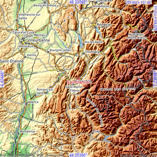 Topographic map of Saint-Ismier