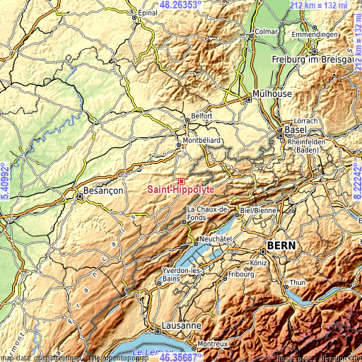 Topographic map of Saint-Hippolyte