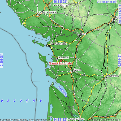 Topographic map of Saint-Hippolyte