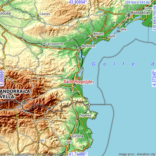 Topographic map of Saint-Hippolyte