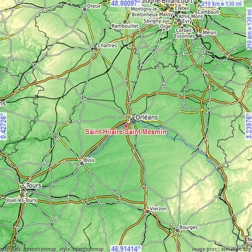 Topographic map of Saint-Hilaire-Saint-Mesmin