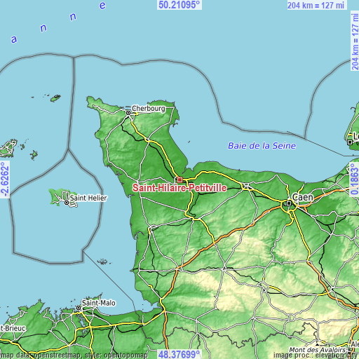 Topographic map of Saint-Hilaire-Petitville