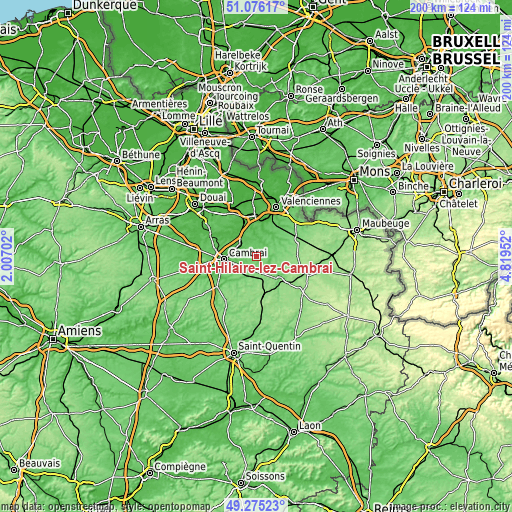 Topographic map of Saint-Hilaire-lez-Cambrai