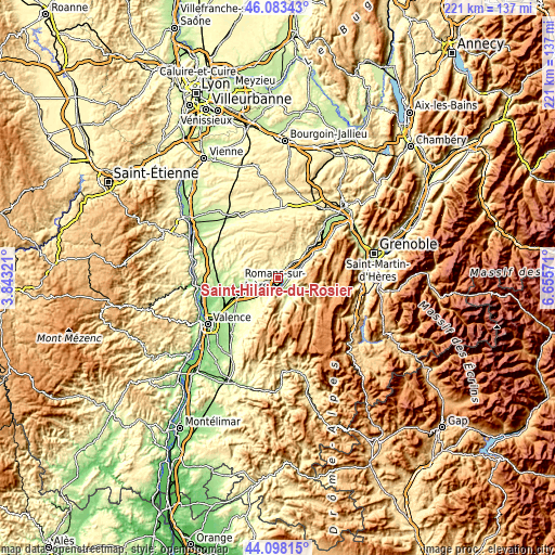 Topographic map of Saint-Hilaire-du-Rosier