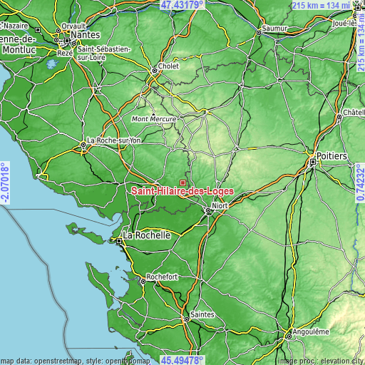 Topographic map of Saint-Hilaire-des-Loges