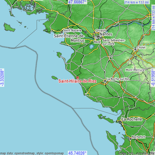 Topographic map of Saint-Hilaire-de-Riez