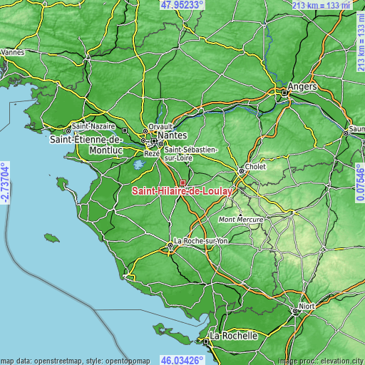 Topographic map of Saint-Hilaire-de-Loulay