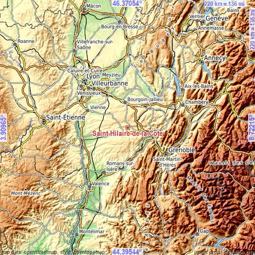 Topographic map of Saint-Hilaire-de-la-Côte