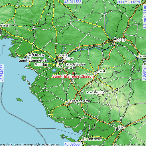 Topographic map of Saint-Hilaire-de-Clisson