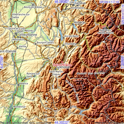 Topographic map of Saint-Hilaire