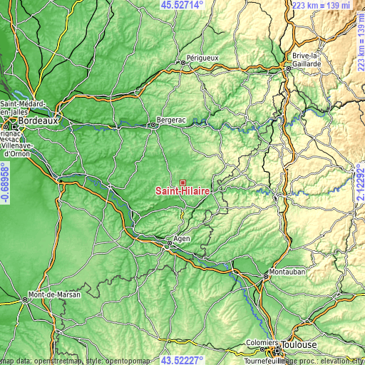 Topographic map of Saint-Hilaire