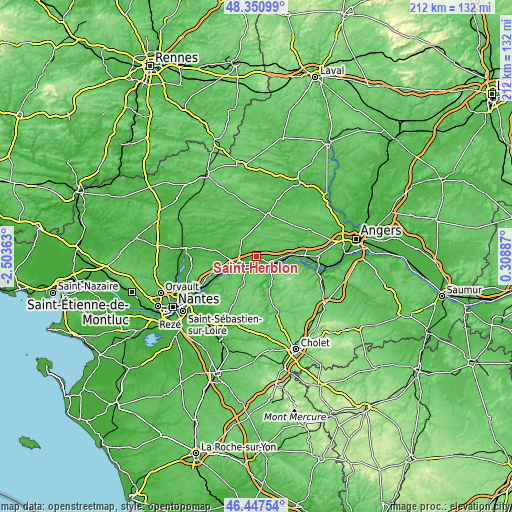 Topographic map of Saint-Herblon