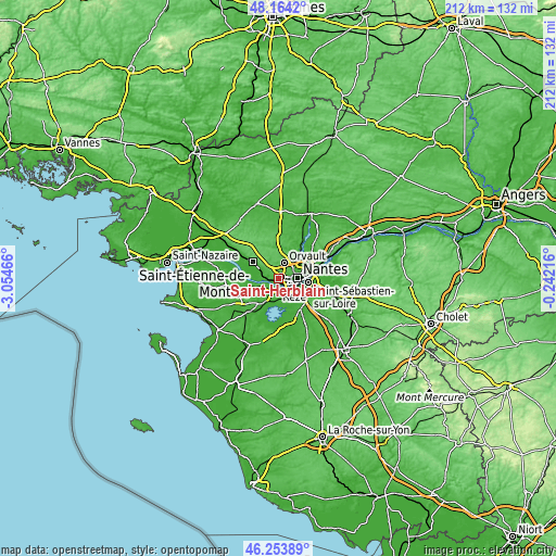 Topographic map of Saint-Herblain