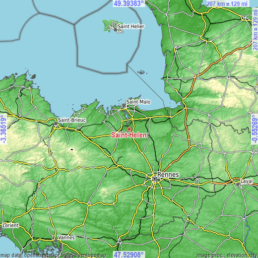 Topographic map of Saint-Hélen