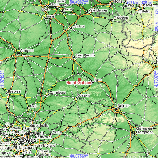 Topographic map of Saint-Gobain