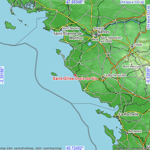 Topographic map of Saint-Gilles-Croix-de-Vie