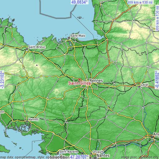 Topographic map of Saint-Gilles