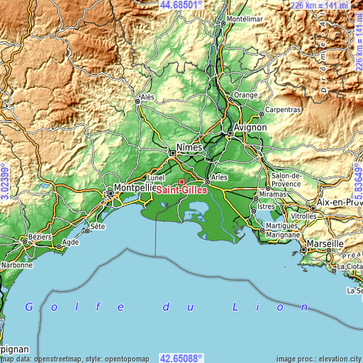 Topographic map of Saint-Gilles