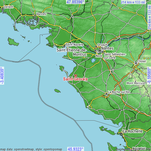 Topographic map of Saint-Gervais