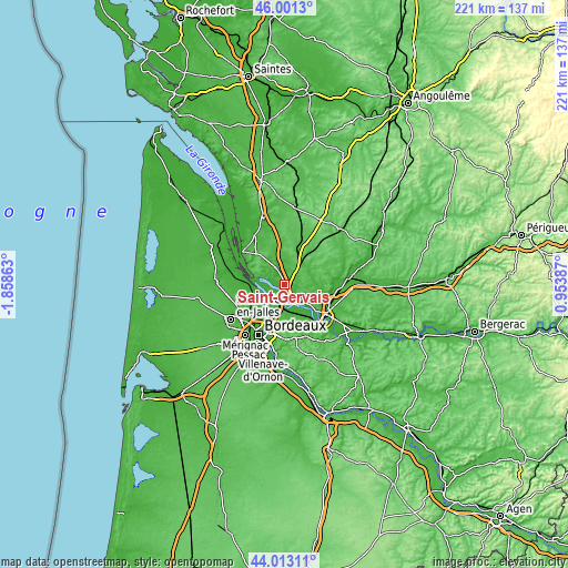 Topographic map of Saint-Gervais