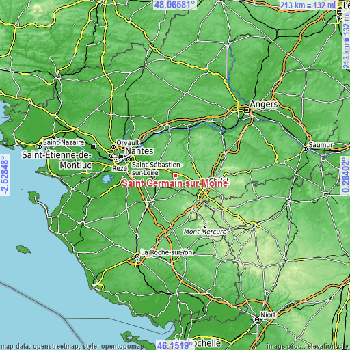 Topographic map of Saint-Germain-sur-Moine