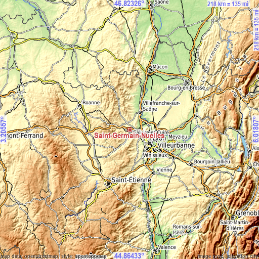 Topographic map of Saint-Germain-Nuelles