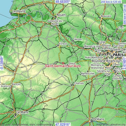 Topographic map of Saint-Germain-sur-Avre