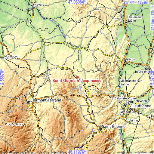 Topographic map of Saint-Germain-Lespinasse