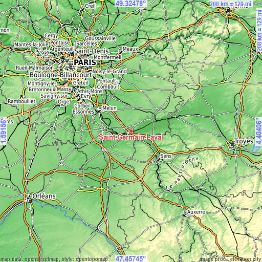 Topographic map of Saint-Germain-Laval