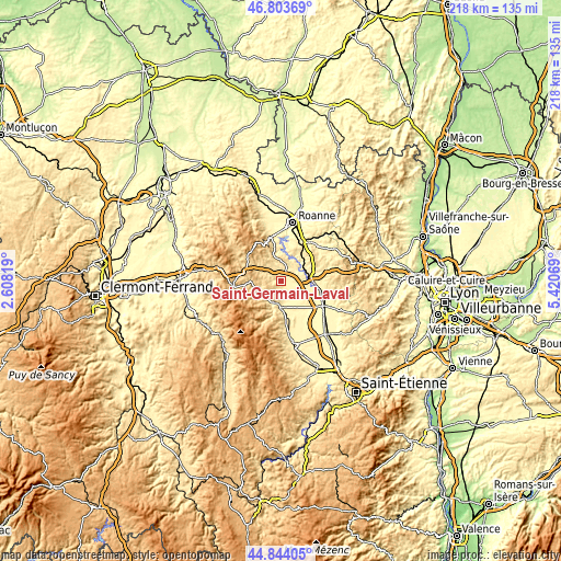 Topographic map of Saint-Germain-Laval