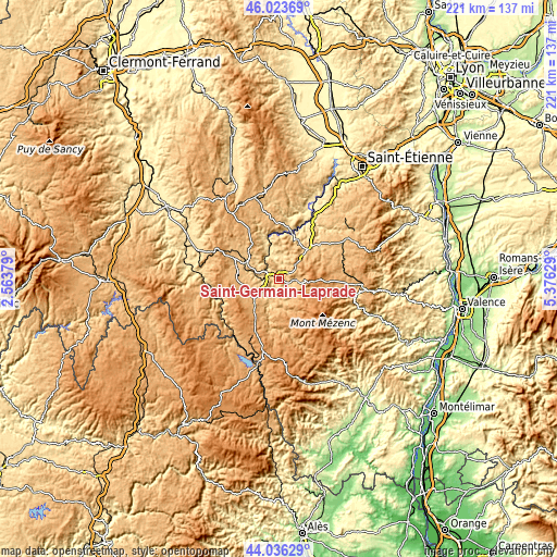 Topographic map of Saint-Germain-Laprade