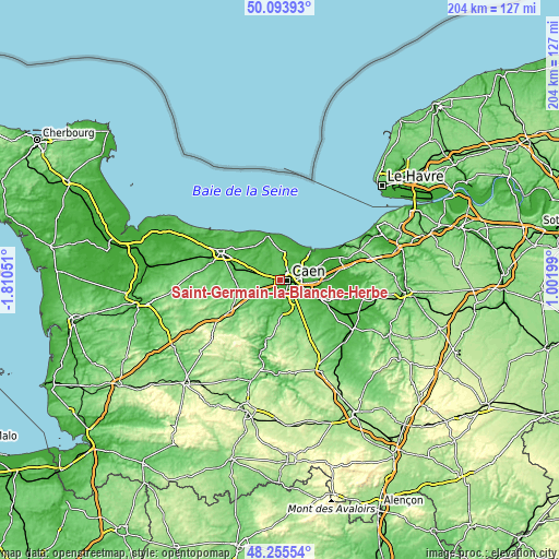 Topographic map of Saint-Germain-la-Blanche-Herbe