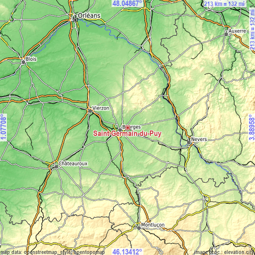 Topographic map of Saint-Germain-du-Puy