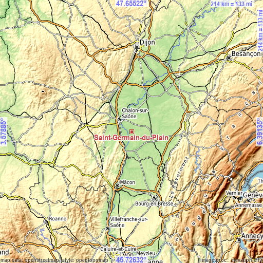 Topographic map of Saint-Germain-du-Plain