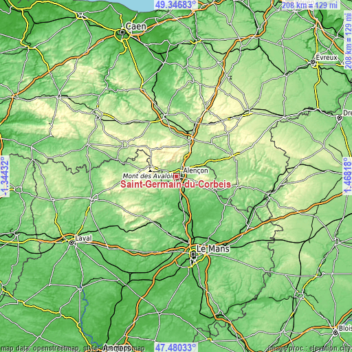 Topographic map of Saint-Germain-du-Corbéis