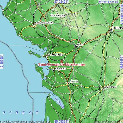 Topographic map of Saint-Germain-de-Marencennes