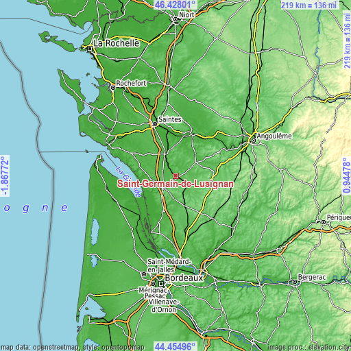 Topographic map of Saint-Germain-de-Lusignan