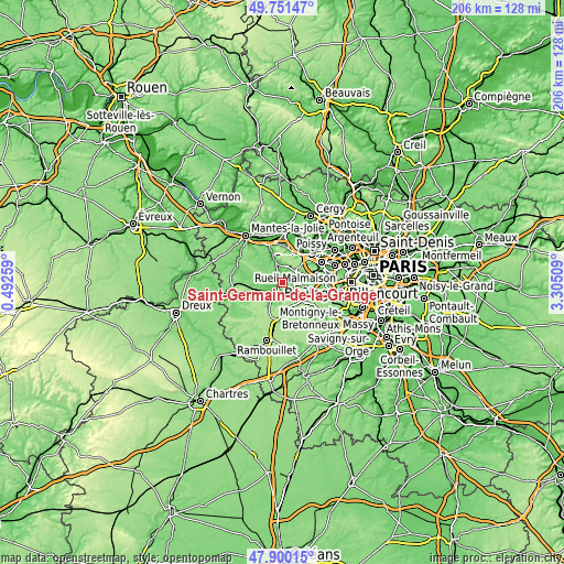 Topographic map of Saint-Germain-de-la-Grange