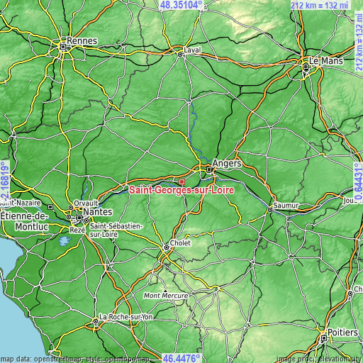 Topographic map of Saint-Georges-sur-Loire