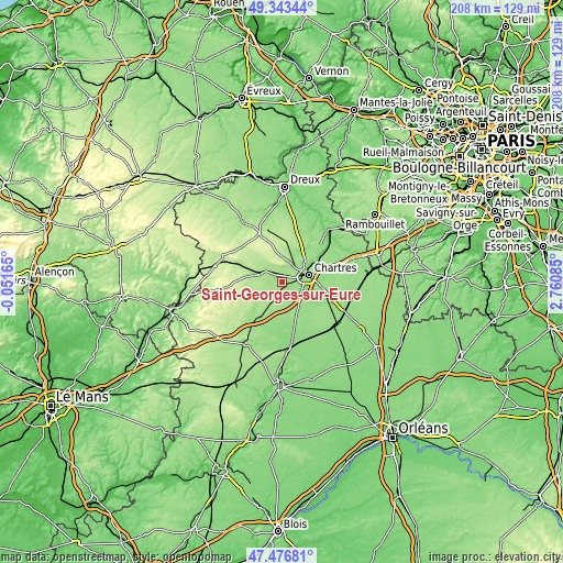 Topographic map of Saint-Georges-sur-Eure