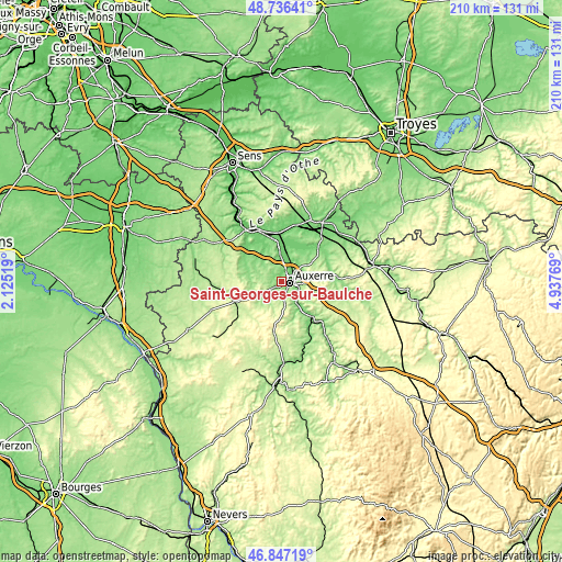 Topographic map of Saint-Georges-sur-Baulche