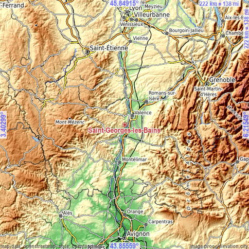 Topographic map of Saint-Georges-les-Bains