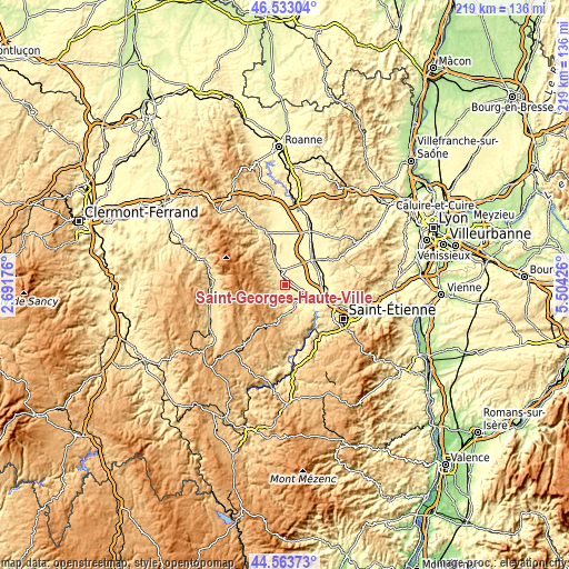 Topographic map of Saint-Georges-Haute-Ville