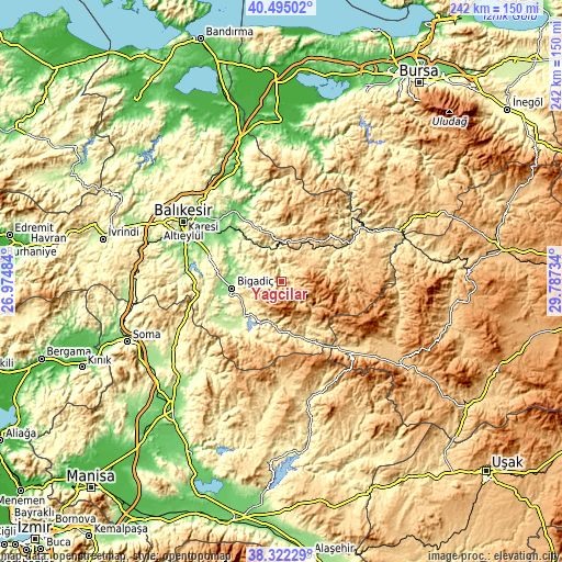 Topographic map of Yağcılar