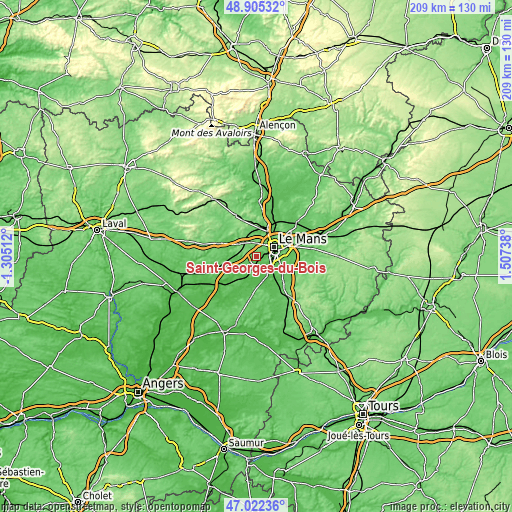 Topographic map of Saint-Georges-du-Bois